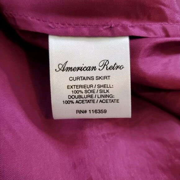 American Retro Paris Silk Curtains Skirt Size 40 Purple Beaded Scalloped Womens - Picture 12 of 13